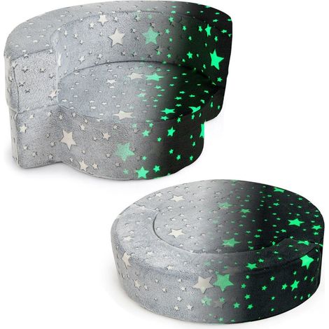 Divano 2 in 1 per bambini, si illumina al buio, rivestimento rimovibile