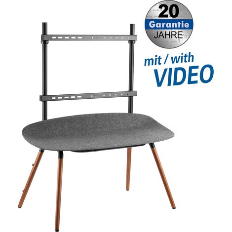 Easel studio tv floor stand with shelf for flat screens 55“ - 70“ (140 - 178 cm), loads up to 40 kg, colour: black / dark walnut