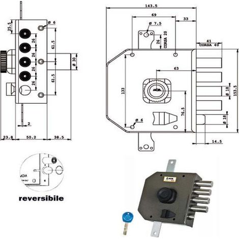 Serratura di Sicurezza Triplice Sx con Pompa Ja424 per Moia