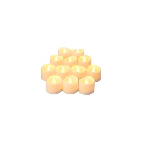 Lot de 12 bougies chauffe-plat à LED, bougies sans flamme vacillantes, fausse bougie réaliste à piles avec ampoule blanche chaude (1/5)