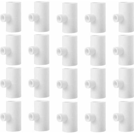 20 Stück Hühnertränke-T-Stücke, Geflügel-T-Stücke, 1,27 cm Kunststoffrohr, PVC-T-Stücke mit Gewinde