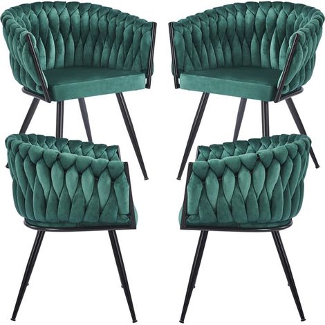 Packs Sillas Comedor - Pack 4 Sillas Widny Black Terciopelo - Verde (1/5)