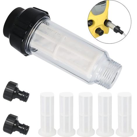 Filtre à Eau Avec Insert, 8 Pcs pour Nettoyeur Tuyau Arrosage Avec Raccord 3/4" pour Tous les Nettoyeurs Haute Pression (1/5)