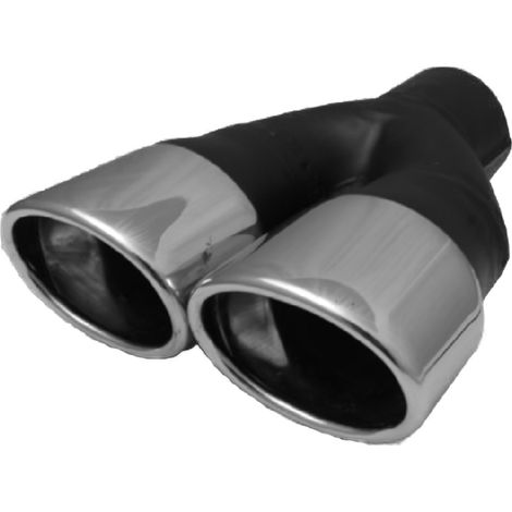 Embout echappement en inox double ovale pour sortie 48-60 mm