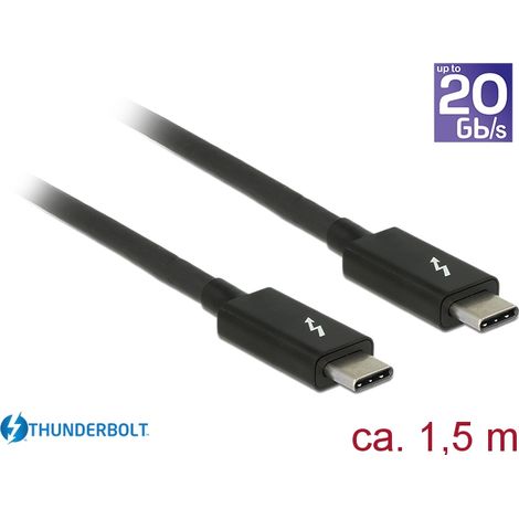 Delock cable thunderboltâ¢ 3 (20 gb/s) usb-câ¢ macho  macho pasivo de 1,5 m y 5 a negro