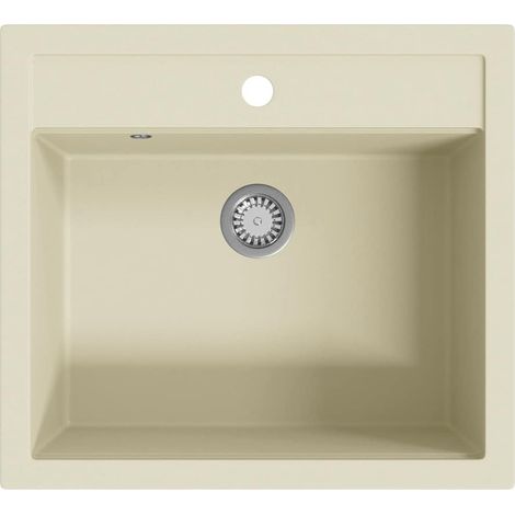 Fregadero de cocina de granito con un seno beige vidaXL