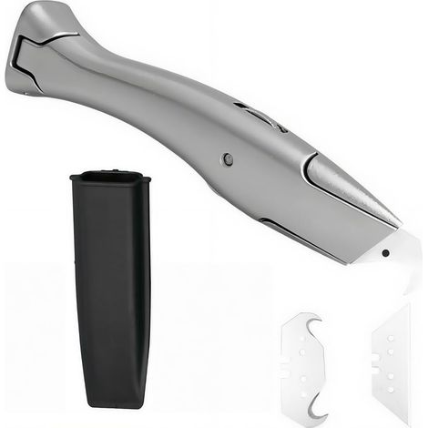 Cutters de sécurité professionnels avec étui noir, comprenant des lames de cutter professionnelles trapézoïdales et petites,pour découper les revêtements de sol en PVC