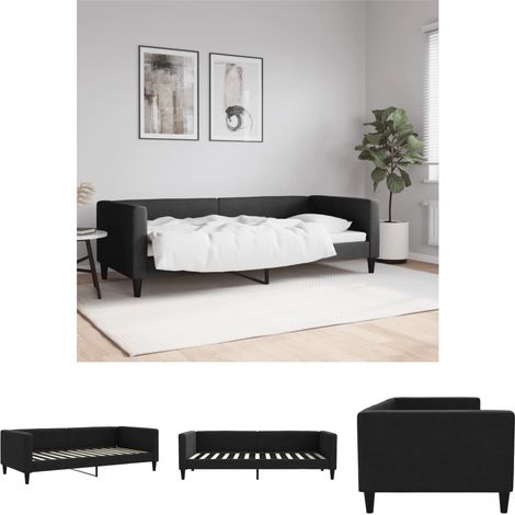 The Living Store Tagesbett Schwarz 90x200 cm Stoff - Betten & Bettgestelle (1/5)