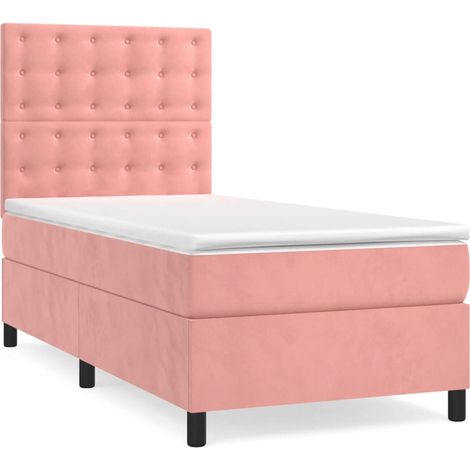 Maison Exclusive - Sommier à lattes de lit avec matelas Rose 90x190 cm Velours