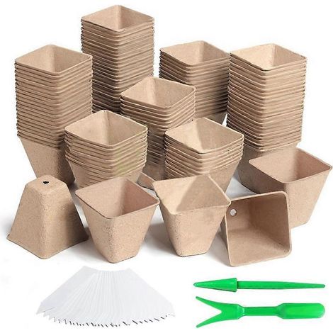 Lot de 120 carré Peat pots pour semis graine Starting pots avec Drainage Holes Herb graine pots kits (1/5)