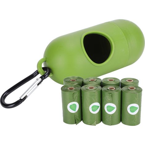 Distributeur de 8 rouleaux de sacs à déjections canines biodégradables et parfumés pour animaux de compagnie - Produit écologique (1/5)