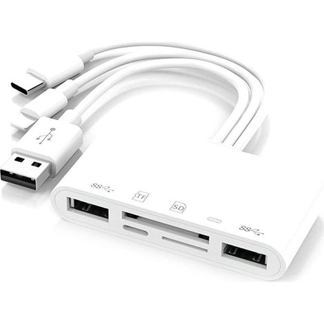 Lettore di schede USB-C/USB-A 5 in 1 e adattatore OTG – Adatto per schede SD/Micro-SD, telefoni cellulari e altri dispositivi (1/2)