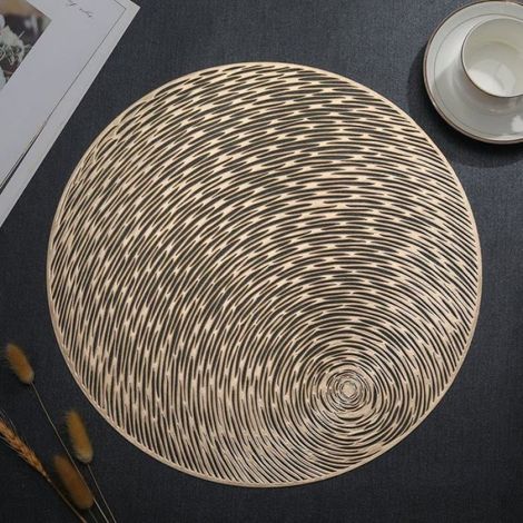Lot de 6 sets de table lavables en PVC, ronds en vinyle, Noël, mariage, dîner, restaurant, hôtel, 6 pièces (1/4)