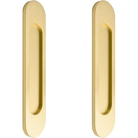 Lot de 2 poignées de porte coulissante ovales autocollantes pour armoires, fenêtres et portes coulissantes (dorées)