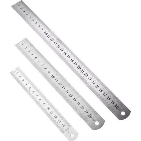 Lot de 3 Regle Metal Réglet Droite en Acier Inoxydable Réglet Métrique et Impérial Double Face Règle de Mesure de Précision Pour Technique,Enseignement et Dessin D'ingénierie