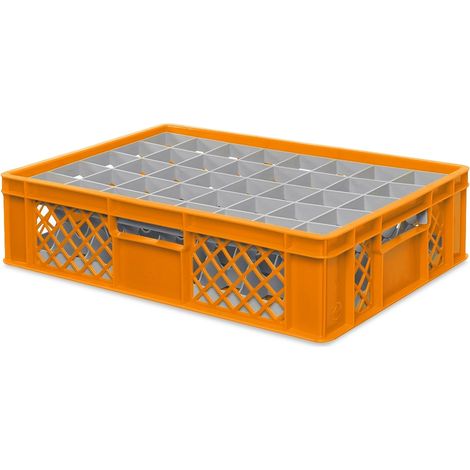 BRB Gläserkiste 600x400 mm für 15, 24, 33 oder 40 Gläser, farbig (Orange, für 40 Gläser Ø 67 mm, Glashöhe max 122 mm)