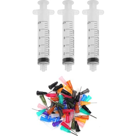 60 seringues en plastique de 10 ml avec 3 aiguilles et vis de fixation, outil jetable industriel manuel (1/5)