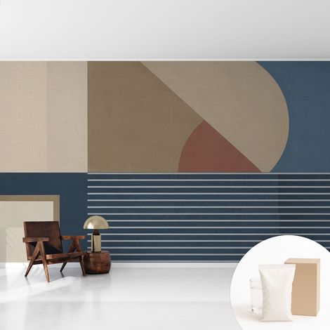 Tapete Vliestapete mit Kleber - Wandgestaltung - Tapete Wohnzimmer - Flur Eingangsbereich Harmonische Geometrie 416x254 cm (1/5)