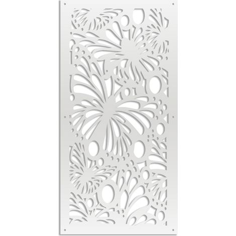 BUTTERFLY - Panneau ajouré en PVC - Brise-soleil - Couleur : blanc - Dimension : 98x198 cm