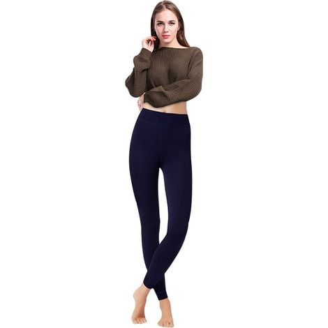 Legging pour femme Collant N° 824 avec intérieur en polaire extensible 320 Couleur: Bleu