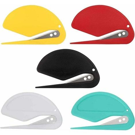 Bardusch-5PCS Coupe-papier avec lame en métal Couteau d'ouvreur Enveloppe Mini Couteau Utilitaire Mini Ouvre-Lettre Ouvre Enveloppe en Plastique Couteau express de déballage d'ouvre-lettre portatif mi (1/4)