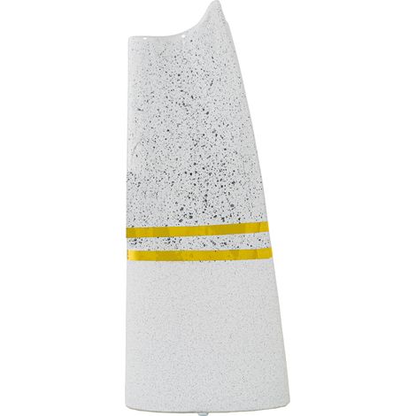 Vase en céramique argent/blanc à rayures dorées 17X10X40 Cm (1/4)