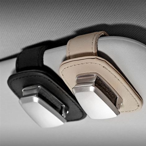 Support magnétique universel pour lunettes de voiture, en cuir PU, avec pince pour lunettes et porte-lunettes. (1/5)