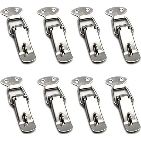 8-teiliges Set Hebel-Federverschlüsse aus Edelstahl für Werkzeugkästen, Schubladen, Schränke und Truhen – Silber (1/5)