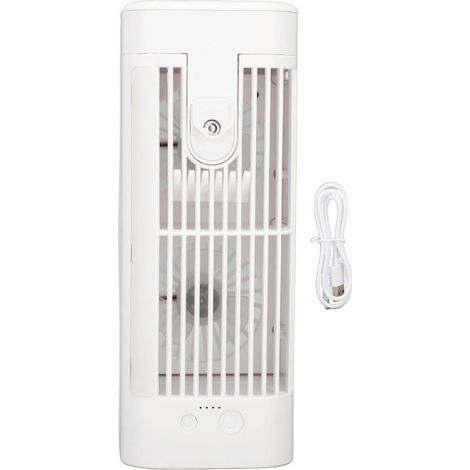 Rafraîchisseur d'air portable avec lampe LED, double ventilateur, 3 vitesses, réservoir 120 ml, USB-KZQ (1/5)