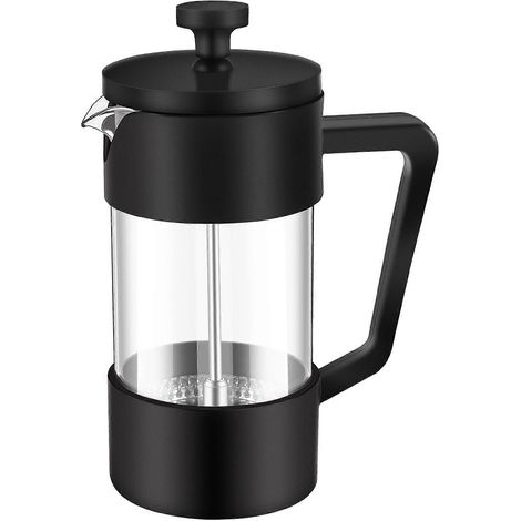 Cafetière et théière française 35 cl, cafetière à piston en verre antirouille, noire (1/5)