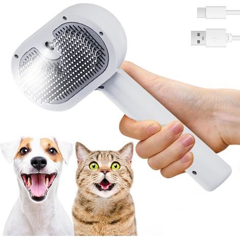 Brosse Chat à Vapeur 3 en 1 Avec Chargeur USB C - Brosse De Toilettage et Massage Pour Chats à Poils Courts et Longs (1/5)