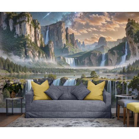 Papier Peint Paysage - Cascades Enchantées - 150 x 250 cm (1/2)