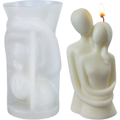 Moule à Bougie Couple en Silicone Réutilisable pour DIY - Aromathérapie et Décoration Familiale (1/5)