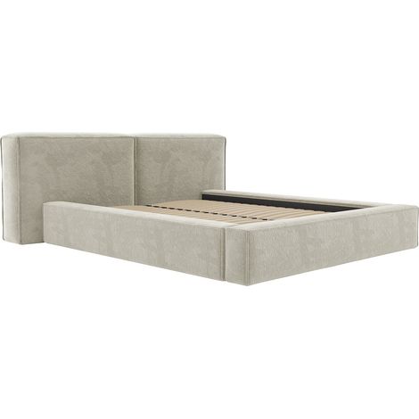 Lit coffre 140 x 190 cm - Tissu bouclette - Beige - TIMANO de Pascal Morabito