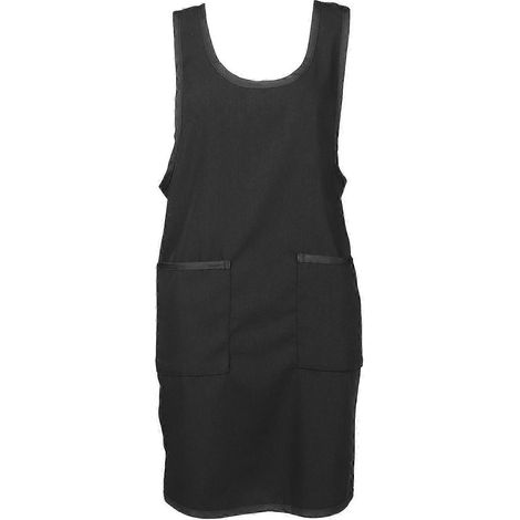 Lot de 2 tabliers de cuisine en polyester, résistants aux éclaboussures d'huile, avec poches pour la cuisson et les grillades, noirs, 85 x 48 cm (1/5)