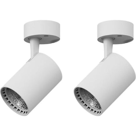 (2er-Set, weiß, 20 W, weißes Licht) Verstellbare Akzentstrahler, seitliche Aluminiumstrahler für die Decke, Strahler mit Prägung