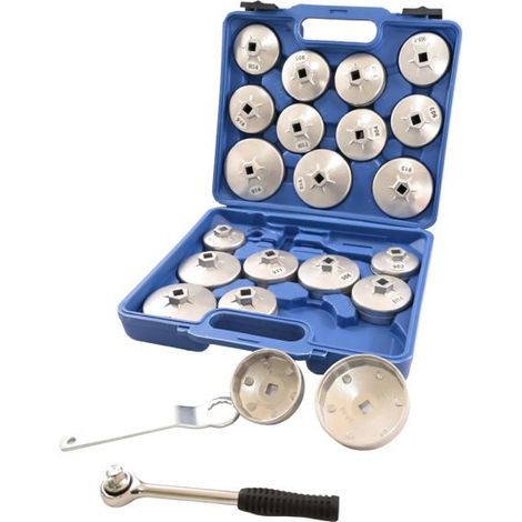 SET KIT CHIAVE A TAZZA PER FILTRO OLIO 23 PZ AUTO CON CHIAVE A CRICHETTO