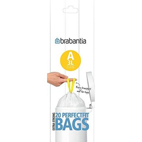 Brabantia 311727 de basura – Bolsas de basura, bolsa de plástico Código un (3 litros) 20 bolsa