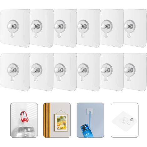 Ganci per quadri senza foratura, 32 pezzi, ganci adesivi per cornici, supporti da parete per cornici e decorazioni murali, non è necessaria la foratura - AquaForge (1/5)