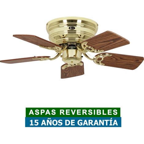 Ventilateur de plafond CasaFan 5075001 CLASSIC FLAT 75cm chêne ou hêtre antique / laiton poli