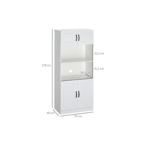 Meuble de cuisine haut avec 2 étagères, 2 placards et niche micro-ondes, rangement réglable, sangle anti-basculement pour cuisine (1/5)