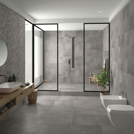 Grès cérame - URBAN STONE - GREY - Naturel - 59,2x59,2x1cm (1/4)