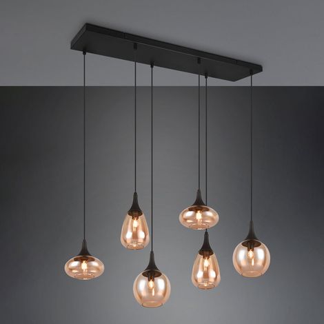 [NEUWERTIG] B-Ware TRIO LIGHTING Hängeleuchte Pendelleuchte Lumina 6-flammig dimmbar schwarz amber (1/2)