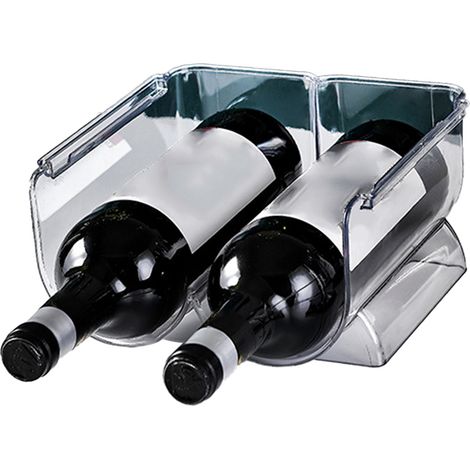 Présentoir à vin empilable en plastique transparent pour bouteilles d'eau, pouvant contenir 2 bouteilles. (1/5)