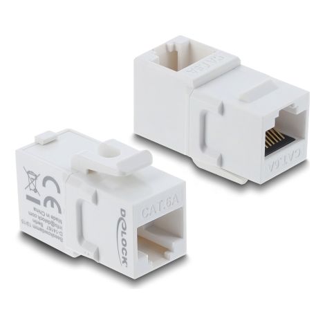 Delock MÃ³dulo Keystone acoplador RJ45 hembra a hembra Cat.6A en Ã¡ngulo de 90Â°, plÃ¡stico UTP, blanco