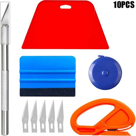 EASYCOMFORT Kit Covering,Outils de Film pour Papier peint,Fenêtre Voiture,Carrelage Vinyle,Raclette pour Pose Adhesif,avec Squeegee au Silicone,Couteau Universel et des Lames (1/5)