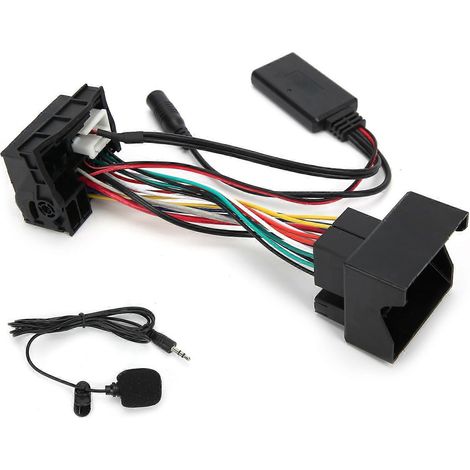Câble Bluetooth AUX-IN 12 broches, adaptateur audio stéréo avec microphone, compatible avec Peugeot 207, 307, 407, 308