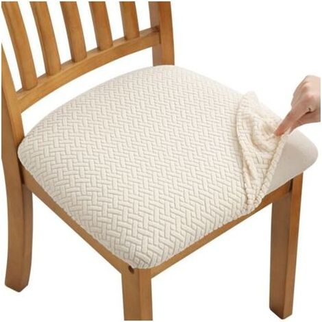 4-teiliges Set Stretch-Jacquard-Stuhlhussen, abnehmbare und waschbare Sitzbezüge für Esszimmerstühle (mit Rückenlehnenbändern) (1/5)
