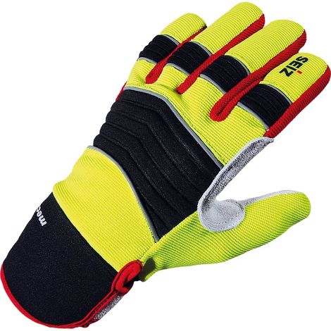 Seiz Mechanic, 800185, guanti universali per soccorritori d’emergenza, giallo/nero/rosso/grigio, 10, Giallo/nero/rosso/grigio, 1 paio