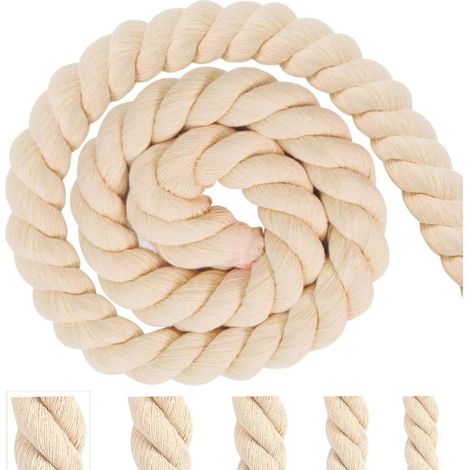 Baumwollkordel – 20 mm – 4 m – Beige – Dickes Seil – Für Dekoration, Bastelarbeiten, Gartenarbeit und Geschenkverpackung (1/4)